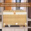 Honjourai Wicker Storage Basket with Lid,Rattan Shelf Basket with Removable Liner Bag,160L Storage Bin,Storage Trunk with Heightened Feet,Storage Container for Wardrobe,Home Organizer