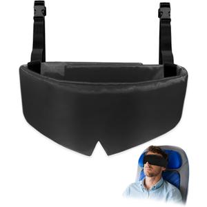 Travel Pillows for Airplanes, Airplane Head Strap with Silk Eye Mask for Sleeping, Long Flights & Car Road Trips 360Headrest Neck Support, Stops Bobbing, Small & CompactBlack
