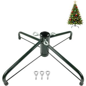 Lxenrra Christmas Tree Stand for Artificial Trees, Folding Metal Tree Base for 3ft to 7ft Christmas Trees, Heavy Duty Iron Construction Tree StandFits 0.5"–1.25" Tree Poles(Green)