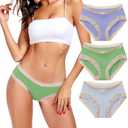 ANLIQI Womens Underwear Lace Trim Hipster Panties Pack Soft Moisture Wicking Cotton Bikini Briefs Cool Undies Underpants XL 3pack