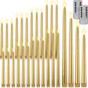 Rossesay 28 Pcs Flameless Taper Candles with Timer Remote 4 Sizes of 8.5", 9.6", 10.83", 12.8" LED Flickering Taper Candles Battery Operated for Valentine's Day Church Wedding Home Decor(Gold)