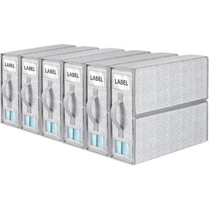 Syeeiex Bed Sheet Organiser Storage, 6 Pack Bedding Storage Box, Foldable Bed Linen Storage with Window and Label, Flavenly Bed Sheet Organizer with Zip for Super King, Blanket, Duvet Cover Set - Grey