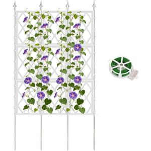 5.25FT Garden Trellis for Climbing Plants Outdoor, White Iron Pipe Support Fence, Metal Wall Trellis Climbing Frame, Trellis for Potted Plants Indoor for Ivy Vines Vegetable Flower
