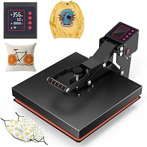 Horgelu Heat Press Machine Heat Transfer Machine Combo Heat Press for T Shirt Mug Hat Plate for Commercial Home 110V (C1515inch)