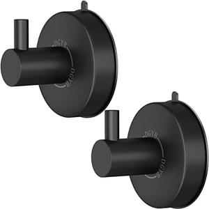 DGYB Suction Cup Hooks for Shower Set of 1 Towel Hooks for Bathrooms SUS 304 Stainless Steel Matte Black Shower Hook for Loofah 15 LB Bathroom Hook for Towels