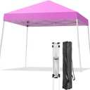Canopy Tent, 10X10 FT Pop Up Canopy Outdoor Instant Tent Slant Legs with Carrying Bag, Portable Gazebo Shelter for Patio Deck Garden and Beach - 8X8 FT Canopy Cover (Pink)
