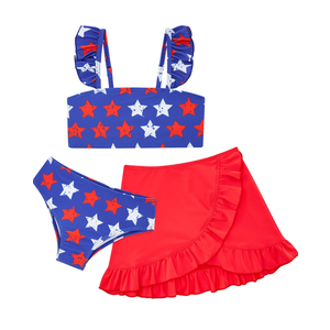 ALISISTER Girls Bathing Suits 3 Piece Swimsuit Summer Bikini Tankini Sets with Cover Up Skirt, 8T