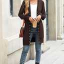 Halife Womens Long Sleeve Cardigans Lightweight Ribbed Neckline Soft Knit Cardigan Sweater with Buttons (Large, Brown)