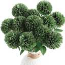 Floroom 12pcs Emerald Green Faux Silk Mums Artificial Flowers Bulk Fake Chrysanthemums with Stems for DIY Wedding Table Centerpieces Floral Arrangements Vase Fillers Home Decorations
