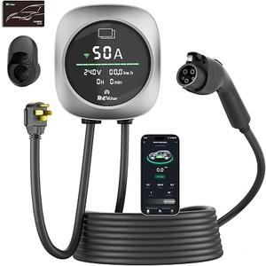 Level 2 EV Charger 50 Amps, Smart Display Electric Car Charger
Home Charge with WiFi, RFID, 240V, NEMA 14-50 Plug or Hardwire, 25FT Cable APP Controlled Vehicle Chargers for All EVs
