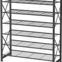 MILEFA 6 Tier Metal Shoe Rack, Tall Shoe Shelf Holds 30 Pairs, Vertical Shoe Organzier for Entryway, Garage, Closet, Front Door.