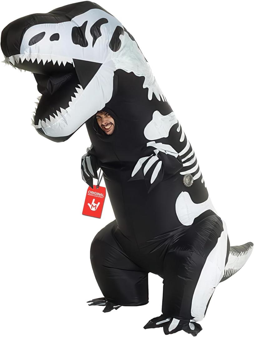 Morph Inflatable Skeleton Dinosaur Costume Adult, Blow Up Skeleton Dinosaur Costume, Trex Costume Dinosaur Blow Up Costume