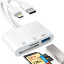 USB C SD Card Reader for iPhone, iPad, Lightning Dual Port SD Card Adapter, Memory Card Reader for Camera Adapter, Support SD, Micro SD, USB 3.0, Plug and Play