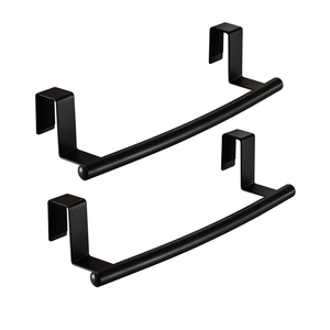 Over The Door Towel Rack, Over Cabinet Towel Bar Kitchen Bathroom Towel Holder Storage Dish Towel Holder, Over Cabinet Cupboard Door Towel Bar, Matte Black 2 Pack