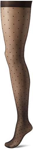 Hanes Script Women's Fashion Dot Compression Tights for Leg Support, Control Top, Sheer Toe, Black