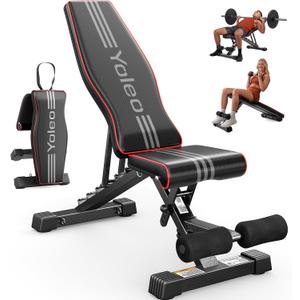 YOLEO Adjustable Weight Bench for Home Gym, ASTM-Certified 827LBS, 98% Pre-Assembled, Foldable Gym Bench with 84 Positions Incline Decline Flat, Wider Seat
