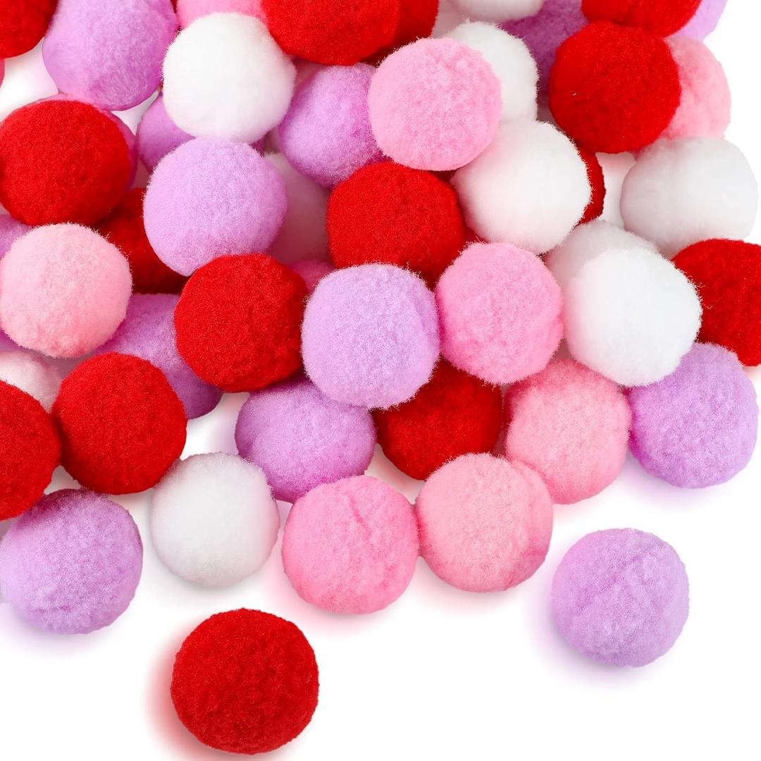 200 Pieces 1 Inch Colorful Felt Pompom Balls Valentine's Day Felt Balls Decorative Felt Ball DIY Handmade Felted Balls for Valentine's Day DIY Craft Garlands Decoration (Stylish Colors)