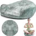 Meditation Cushion - Meditation Floor Pillow with Washable Cover for Adults Sitting, Reading, Yoga - Memory Foam Material, Ergonomic Design, 23.6 Inch (Turquoise Green)