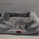 Spotted Play Orthopedic Dog Bed with Sides - Dog Sofa Beds for Small Dogs, Supportive Foam Pet Couch Bed with Washable Removable Cover, Waterproof Lining and Non-Slip Bottom, Grey - S (24.0"L x 18.0"W x 6.0"Th)
