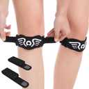 aoFIT 2 Pack Patella Knee Strap Band for Knee Pain Knee Support Patella Stabilizer Braces Tendon Ergonomic Silicone Pad One Size Black(with 2 adjustable straps, one long & one short)