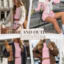 Women's 2 Piece Knit Lounge Sets, Casual Matching Outfits Long Sleeve Crew Neck Slim Crop Tops and High Waist Short, XS