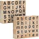 60-Piece Wooden Alphabet Rubber Stamp Set - Upper & Lowercase Letter Stamps & Symbols for Crafting, Scrapbooking Supplies