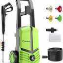 GREENER Electric Pressure Washer, 3800PSI, 4 Quick Nozzles, 2.4GPM, 23FT Outlet Hose, 9FT Power Cord, Power Washer Electric Powered with Soap Cannon for Car, Fence, Driveway, Patio Cleaning-Green