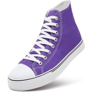 ZGR Men's High Top Canvas Sneakers Lace Up Classic Casual Walking Shoes (13, Purple)