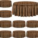 9 Pcs Wood Grain Tablecloths for Round Table Western Party Decorations Plastic Western Party Tablecover for Cowboy Party Decorations Little Cowboy Birthday Baby Shower Vintage Farmhouse, 84 x 84in (9)