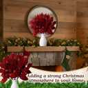 6 Pcs Christmas Artificial Velvet Glitter Magnolia Leaf Glittered Spray Picks 20" Fake Floral Leaf Branches Xmas Decoration for Christmas Tree DIY Crafts Gift Home Garden Decor(Burgundy)