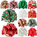JOYIN 12 PCS Christmas Pull Bows, 5" Wide Wrapping Bows for Christmas Decoration Present, Wrapping Gift, Baskets, Wine Bottles Decoration, Xmas Gift Tags and Decoration Present