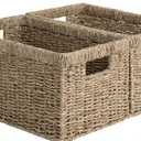 StorageWorks Wicker Storage Basket for Organizing, Medium Seagrass Storage Baskets with Built-in Handles for Pantry, Shelves,2-Pack