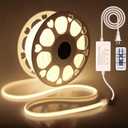 100FT COB Led Rope Lights Outdoor Led Strip Lights Waterproof AC 110V~120V Warm White 3000K Super Brightness Flex Cob Light for Garden Patio Building Commerical Dimmable with Remote Controller (30M)