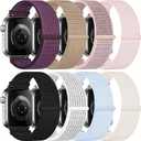 8 Pack Nylon Sport Loop Band Compatible with Apple Watch Band 38mm 40mm 41mm 42mm  Soft Breathable Replacement Straps for iWatch Series 11 10 Women Men (Black + Milk Tea + Plum + Pearl Pink + Pink Sand + Reflective White + Sky Blue Cloud + Starlight)