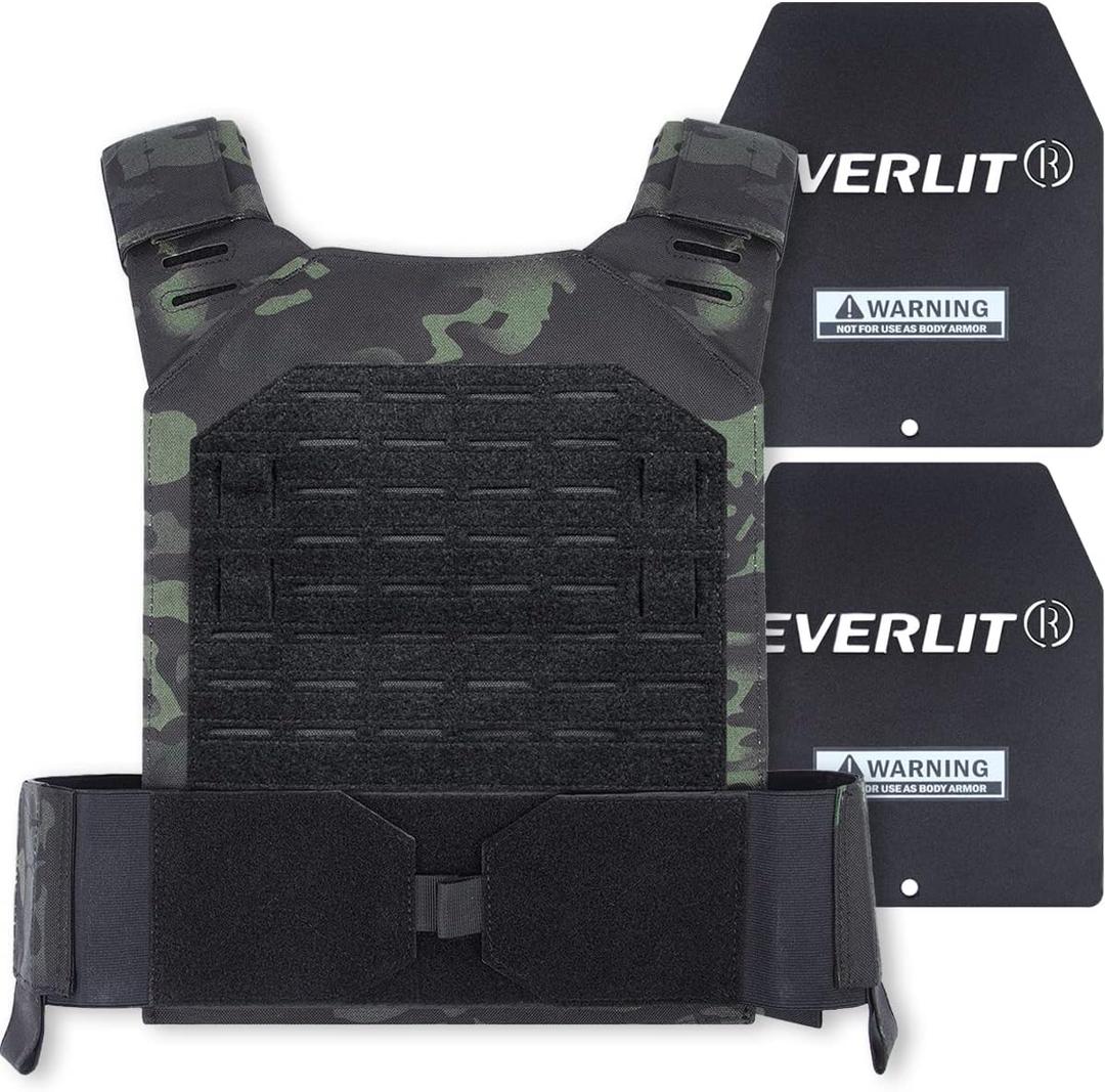 EVERLIT Adjustable Weighted Vest Weight Included, for Body Weight Training Fitness Workout Running for Men Women (Black Camo, 18 Lbs)