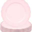 Koyal Wholesale 13" Set of 12 Matte Blush Pink Beaded Scallop Charger Plates, Antique Finish, Bulk Acrylic Plastic