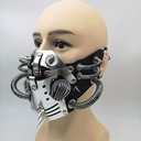 Ubauta DIY Steampunk Leather Mask - Adjustable Cosplay Mask with Rivets for Punk Masquerade, Tubular Design