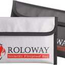 ROLOWAY Small Fireproof Bag (5 x 8 inches), Non-itchy Fireproof Money Bag for Cash, Valuables, Passport, Currency & Keys (2-Pack) (8 x 5 inch)
