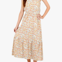 Anna-Kaci Women's Halter Neck Floral Print Tiered Midi Dress with Elastic Waist, S