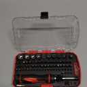 Amazon Basics Magnetic Ratcheting Wrench and Electronics Precision Screwdriver Set, 73 count (Pack of 1), Black/Red/Silver