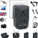 Upgraded 2200W 220V to 110V Converter for European Travel, Voltage Converter US to Europe for Hair Dryer Straightener Curling Iron, 2300W Adapter with EU/UK/AU/US Plugs for Laptop Camera Cell Phone (Black)