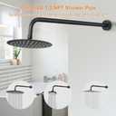 HarJue Shower Arm with Flange and Teflon Tape, Wall Mounted Shower Pipe 304 Stainless Steel Extension Arm for Fixed Shower Head & Handheld (20 Inch, Matte Black)