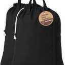 LFH Home Large Premium Cotton Canvas Laundry Bag with Drawstring and Handles Heavy Duty, Multi-Use, and Washable for Home, Travel, College or Storage 20x30 (Pack of 2)-Black