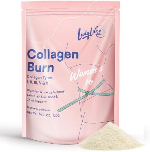 LivLyLuxe Collagen Burn Powder for Women, Weight Loss Supplement, 420 g | Belly Fat Burning,Metabolism Booster,Hair Nails and Skin Vitamins,Probiotics and Prebiotics for Gut Health,Effective Fat Loss, Expiry: 05/2028
