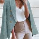 Happy Sailed Tweed Blazers Jackets for Women Business Casual Outfits Lapel Collar Open Front Double Breasted Blazer Professional Attire Work Suits Fashion 2025 Sky Blue XL (Blue, XL)