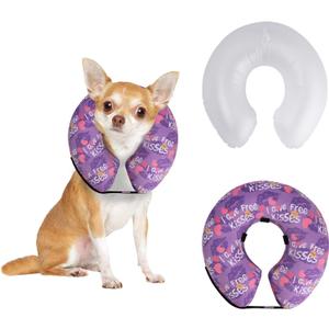 CuteBone Inflatable Dog Donut Collar with Removable Soft Fleece Covers for Medium Dogs and Cats After Surgery