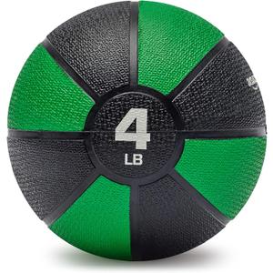 Amazon Basics Weighted Medicine Ball for Core Strength, Strength Training, Full-Body Workouts and Balance Exercises, 4 Pounds, Green/ Black