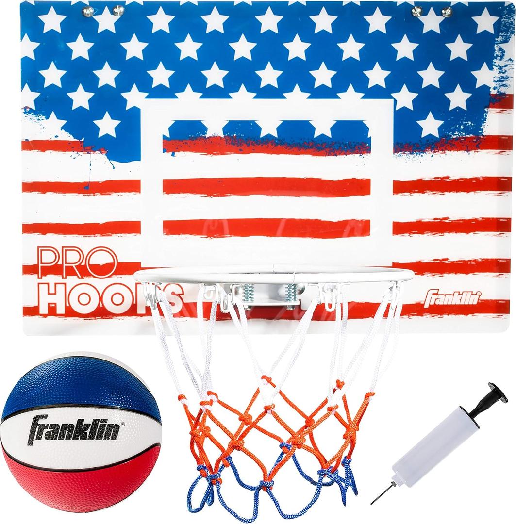 Franklin Sports Mini Basketball Hoops-Indoor Over The Door Mini Hoop+Basketball Sets-Perfect Accessory for Bedroom+Office