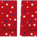 Artoid Mode Red Freedom Stars America Patriotic 4th of July Kitchen Towels Dish Towels, 18x26 Inch Memorial Day Decoration Hand Towels Set of 2