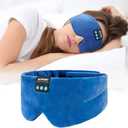 Sleep Mask Bluetooth Headphones Soft Wireless Headband Eye Mask Blackout with Microphone (Blue)